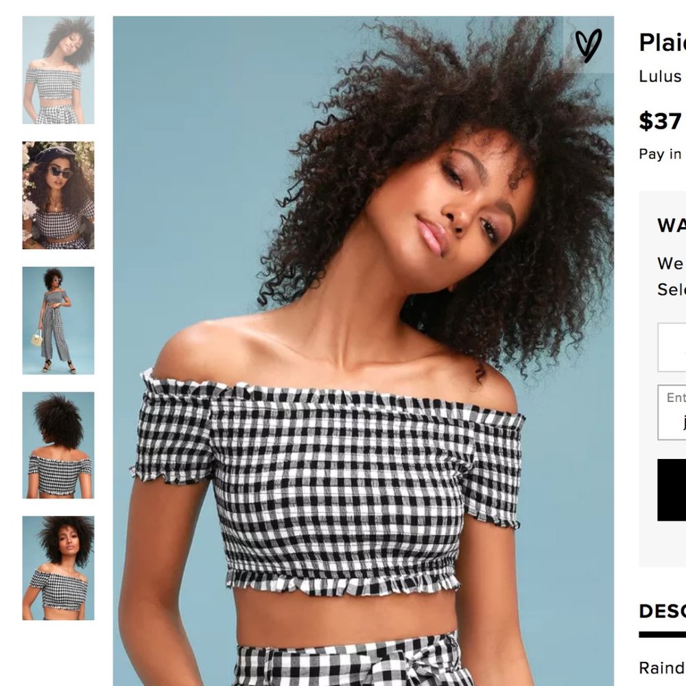 Black and White Gingham Crop Top